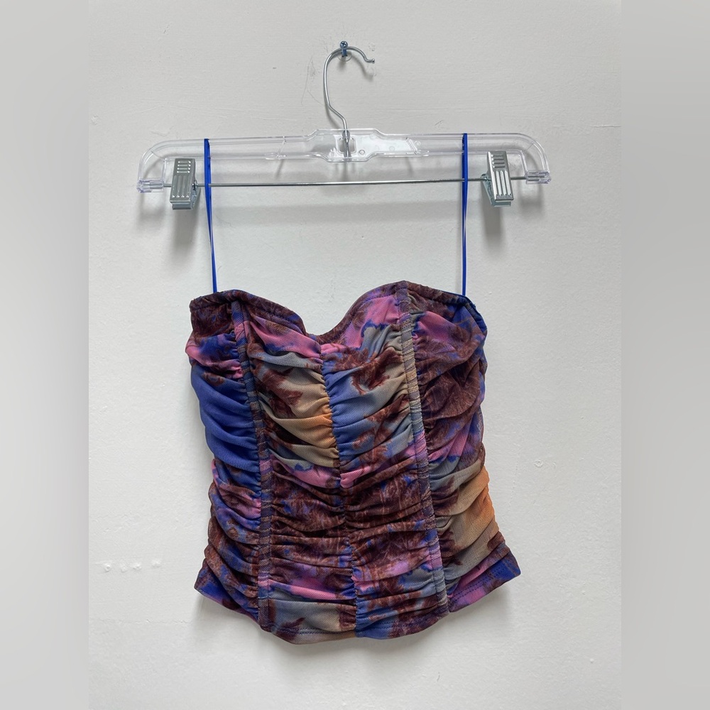 Edikted Blue and Purple Ruched Set Camisole Mini Skirt Size XS